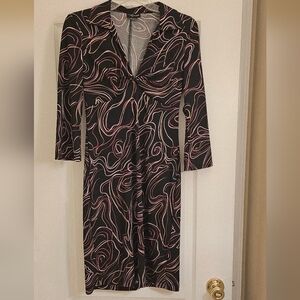 My Michelle Black and Pink Swirl Long Sleeve Dress